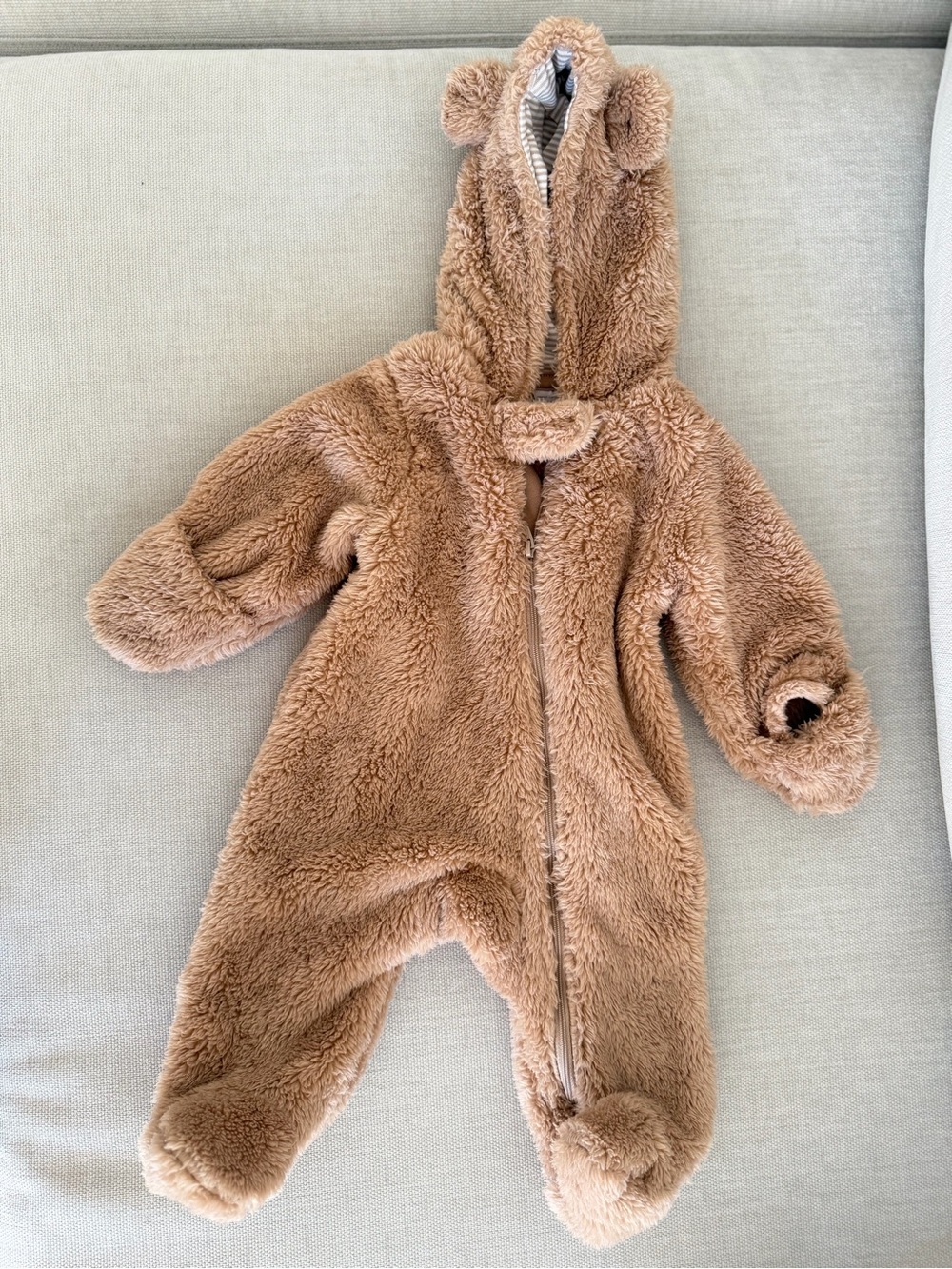 Carter's Plush Teddy Bear Hooded One-Piece in Tan